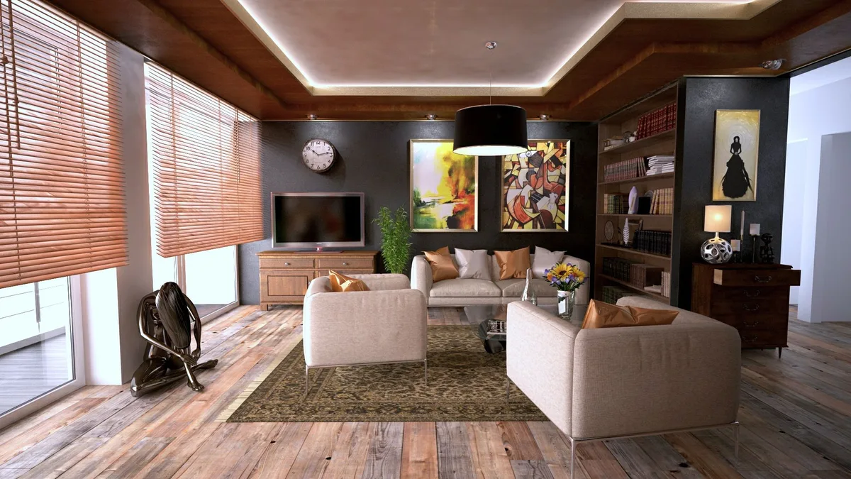 Brick fireplace and hearth in a New England living room